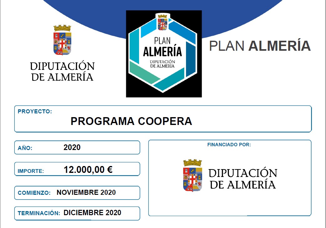 SUBVENCION PROGRAMA COOPERA DIPUTACION PROVINCIAL DE ALMERIA